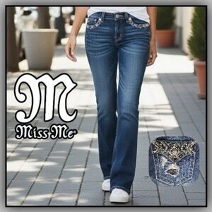 Miss Me Signature Boot dark blue embellished denim jeans